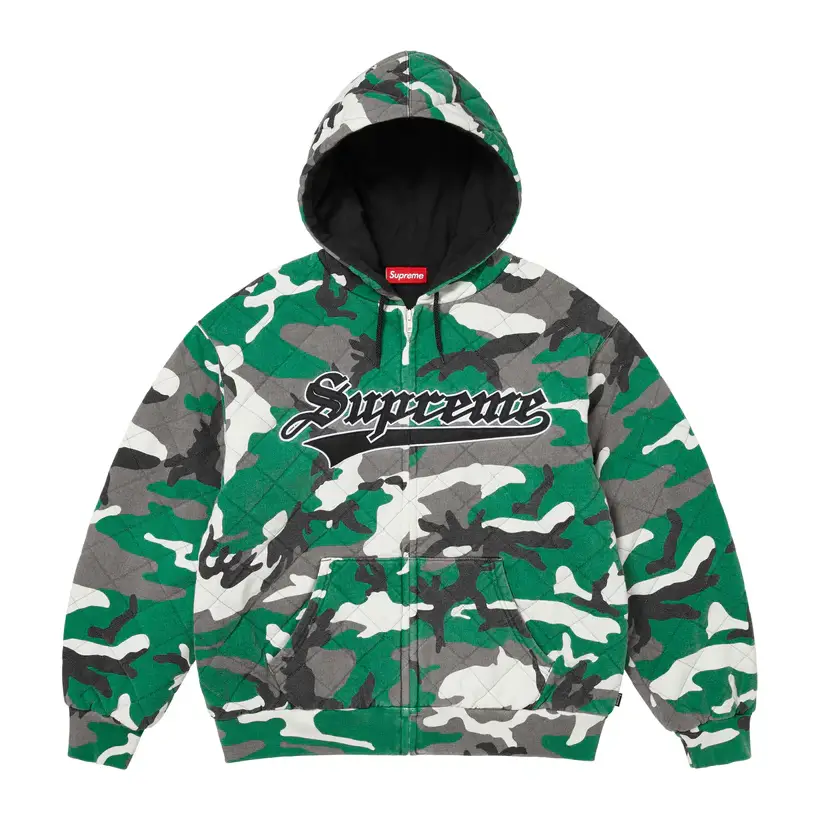 Quilted Zip Up Hooded Sweatshirt