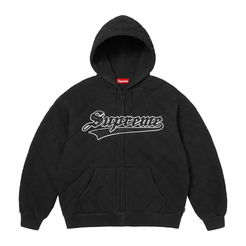 Quilted Zip Up Hooded Sweatshirt