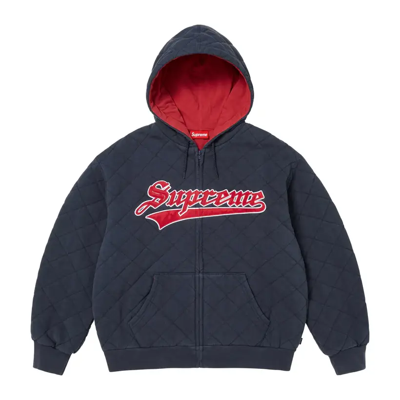 Quilted Zip Up Hooded Sweatshirt