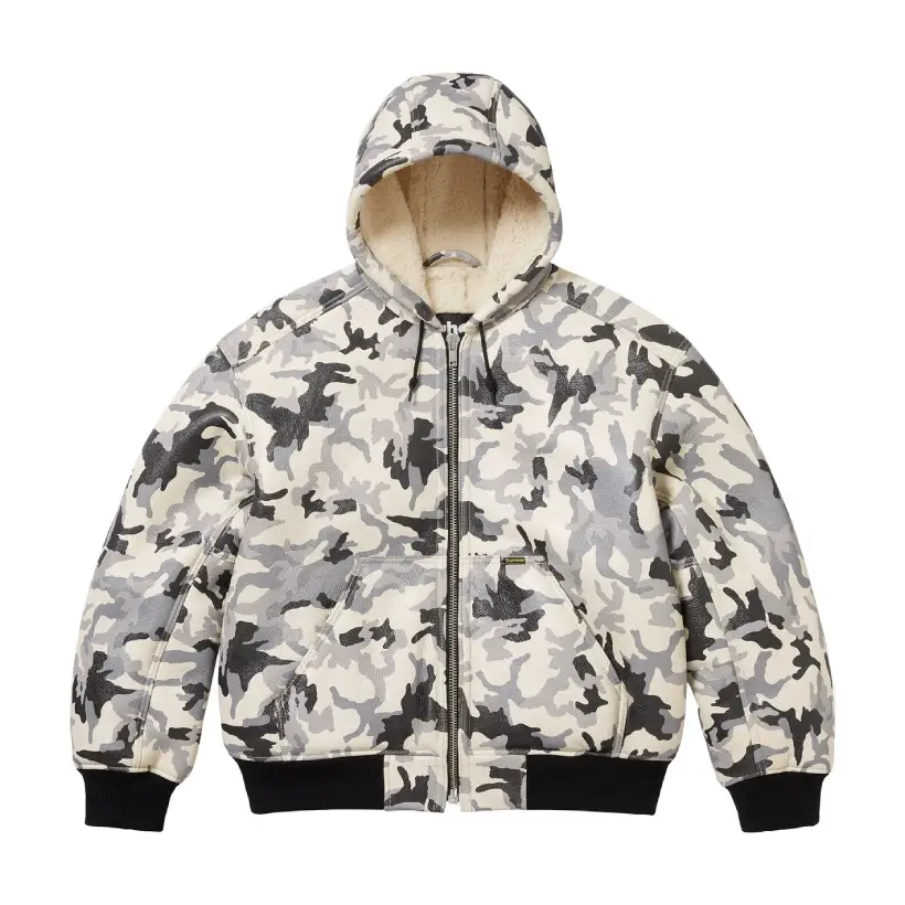 Supreme Schott Shearling Hooded Work Jacket - Image 1