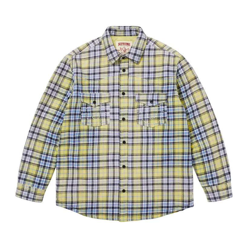 Supreme/True Religion Quilted Lined Plaid Flannel Shirt